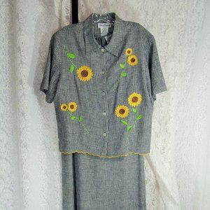 Ultra Dress 2 pcs Lot Black White Checks Yellow Sunflowers Jacket and Dr…